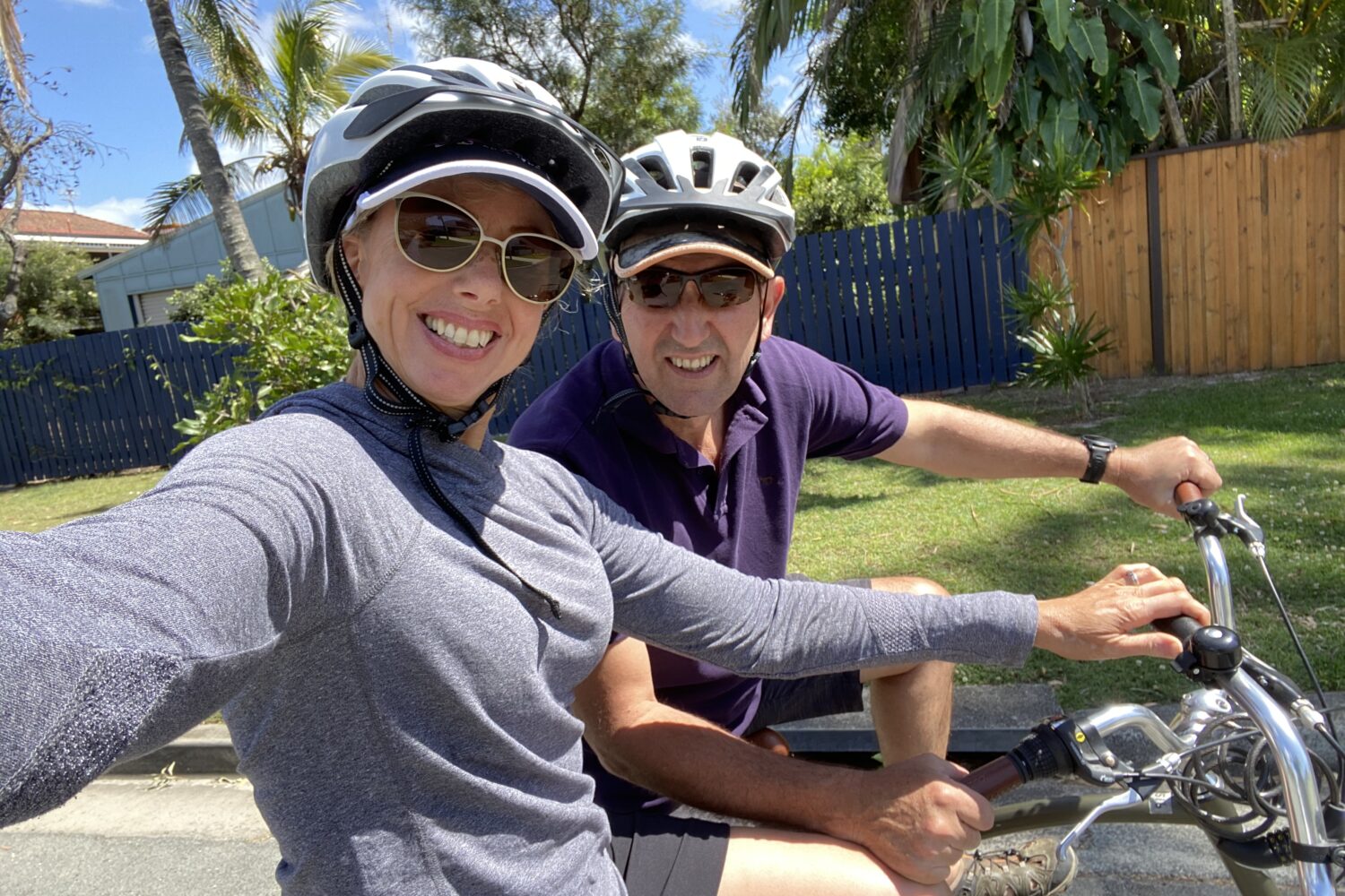 male and female on bikes