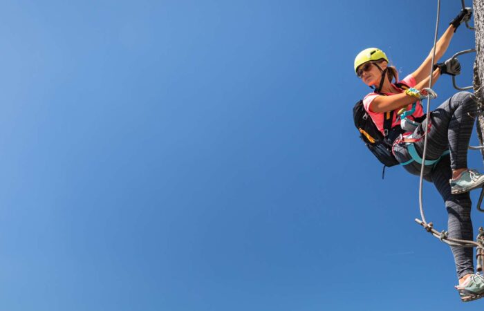 Woman on via ferrata