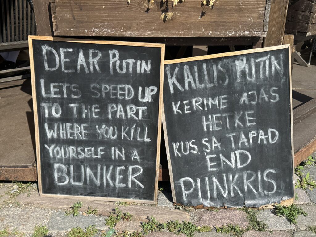 Notice board in town centre